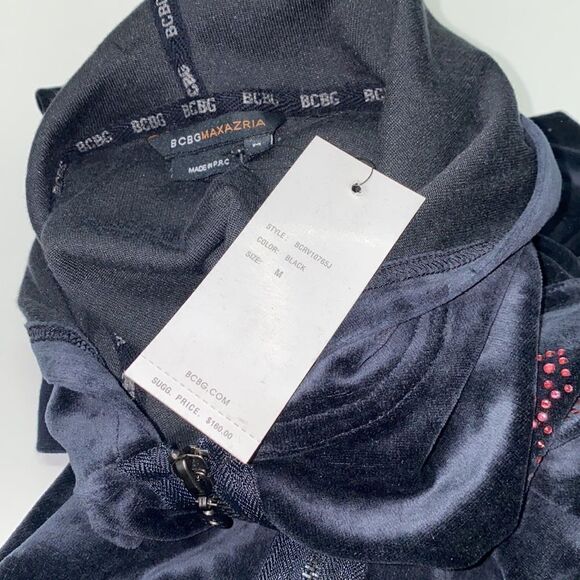 BCBGMAXAZRIA HOODIE SWEATER WOMENS BLACK new medium - Picture 7 of 10